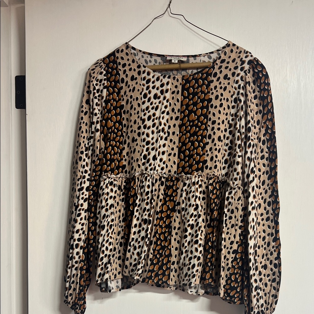 ANDREE BY UNIT Animal Print Peplum Blouse